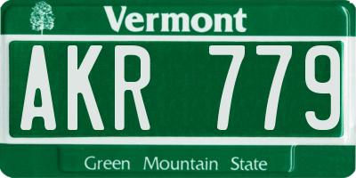 VT license plate AKR779