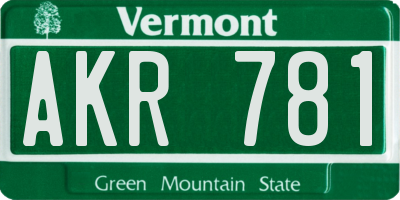 VT license plate AKR781