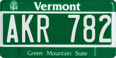 VT license plate AKR782