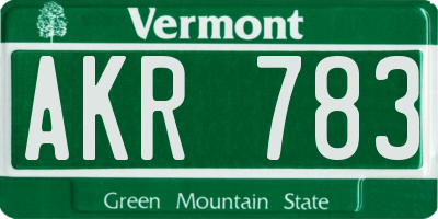 VT license plate AKR783