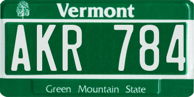 VT license plate AKR784