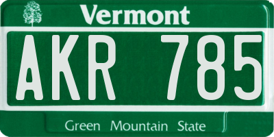 VT license plate AKR785