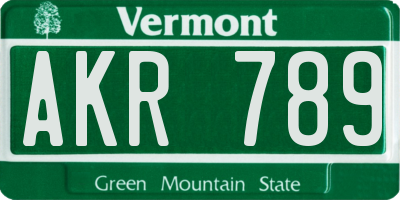 VT license plate AKR789