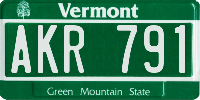 VT license plate AKR791