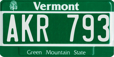 VT license plate AKR793