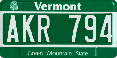 VT license plate AKR794