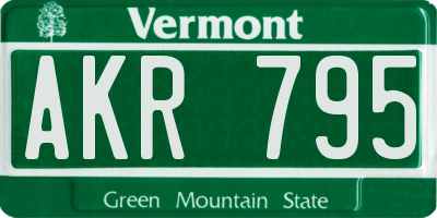 VT license plate AKR795