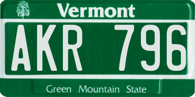 VT license plate AKR796