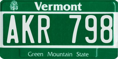 VT license plate AKR798