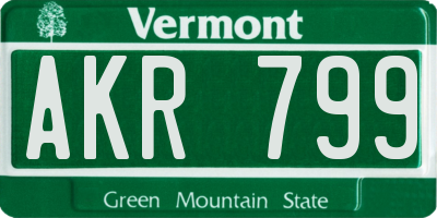 VT license plate AKR799