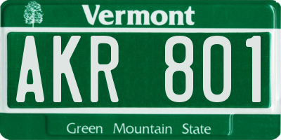 VT license plate AKR801