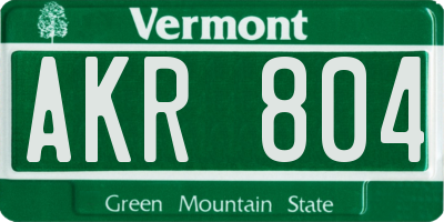 VT license plate AKR804