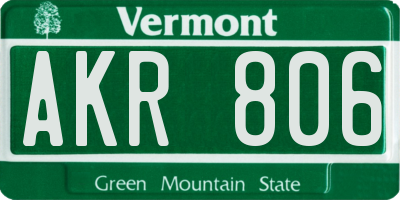 VT license plate AKR806