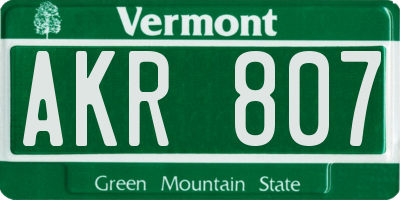 VT license plate AKR807