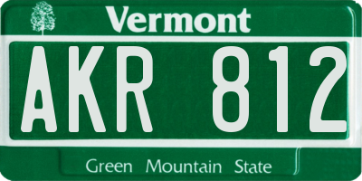 VT license plate AKR812