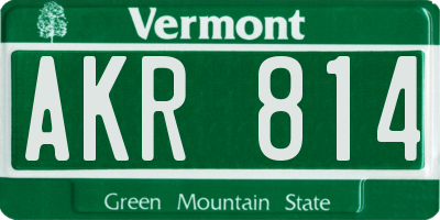 VT license plate AKR814
