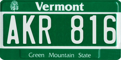 VT license plate AKR816