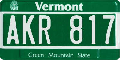 VT license plate AKR817