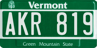 VT license plate AKR819