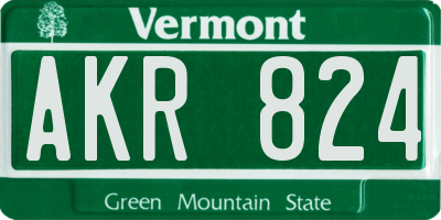 VT license plate AKR824