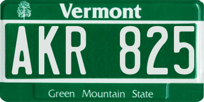 VT license plate AKR825