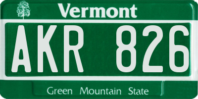 VT license plate AKR826