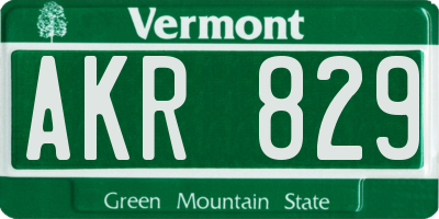 VT license plate AKR829