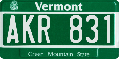 VT license plate AKR831