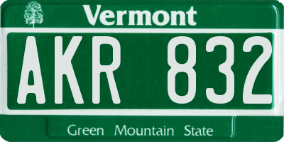 VT license plate AKR832