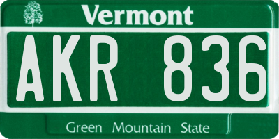 VT license plate AKR836