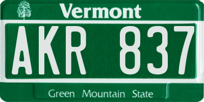 VT license plate AKR837