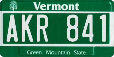 VT license plate AKR841
