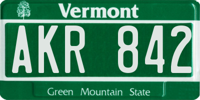 VT license plate AKR842