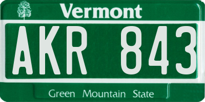 VT license plate AKR843