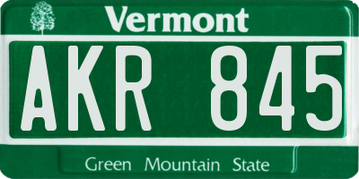 VT license plate AKR845