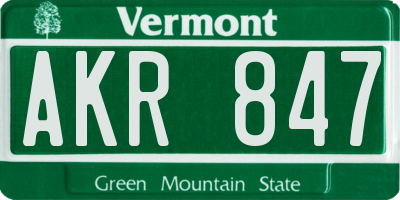 VT license plate AKR847