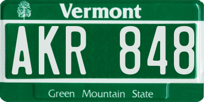 VT license plate AKR848