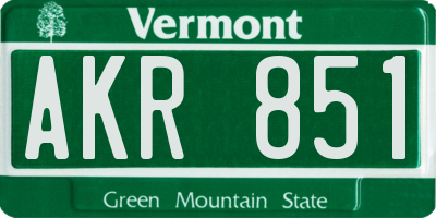 VT license plate AKR851