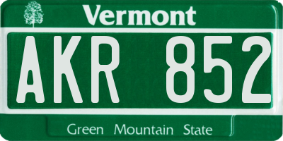 VT license plate AKR852