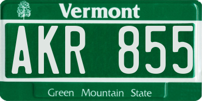 VT license plate AKR855