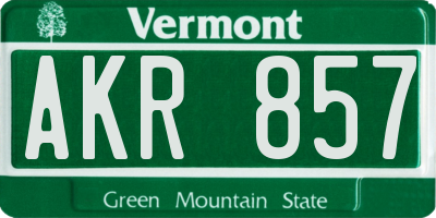 VT license plate AKR857