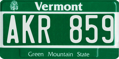 VT license plate AKR859
