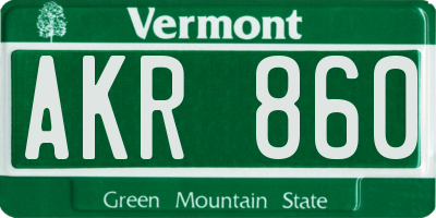 VT license plate AKR860