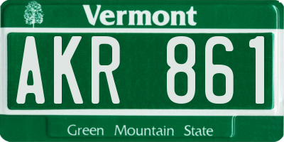VT license plate AKR861