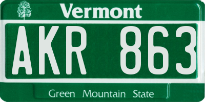 VT license plate AKR863