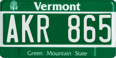 VT license plate AKR865