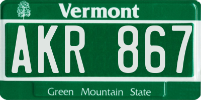 VT license plate AKR867