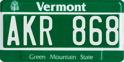 VT license plate AKR868