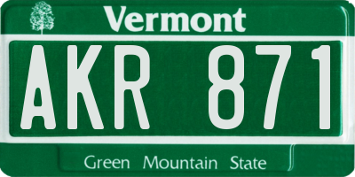 VT license plate AKR871