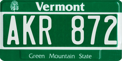 VT license plate AKR872